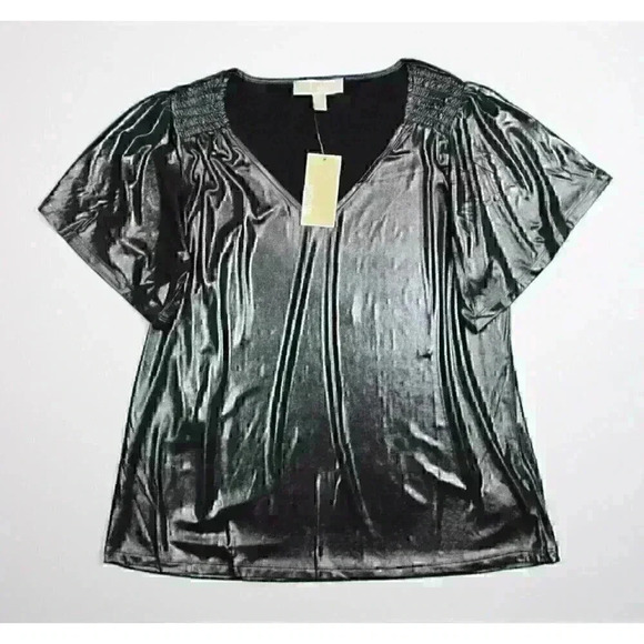 NEW! MICHAEL Michael Kors Women's L V-neck Flutter Sleeve Top MSRP $98 - Picture 1 of 3
